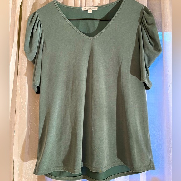 Green Envelope Tops - Green Envelope puffy shoulder top